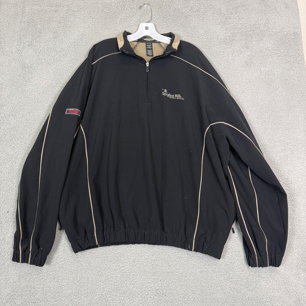 Straight Down Spyglass Hill Pebble Beach Golf Windbreaker XL Black Quarter Zip